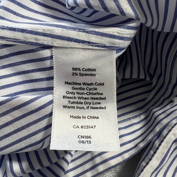 Talbots Stripe Wrinkle Resistant Button Up Shirt Size 10 Office Career Preppy - Picture 5 of 7